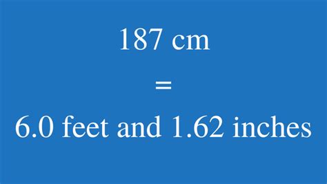 187cm in feet|Convert 187 Centimeters to Feet